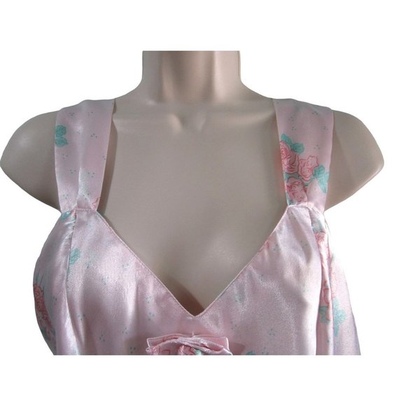 Vintage TJW by Mervyns Chemise Baby Doll Pink Rose Wide Strap Ladies M GUC - Picture 3 of 12